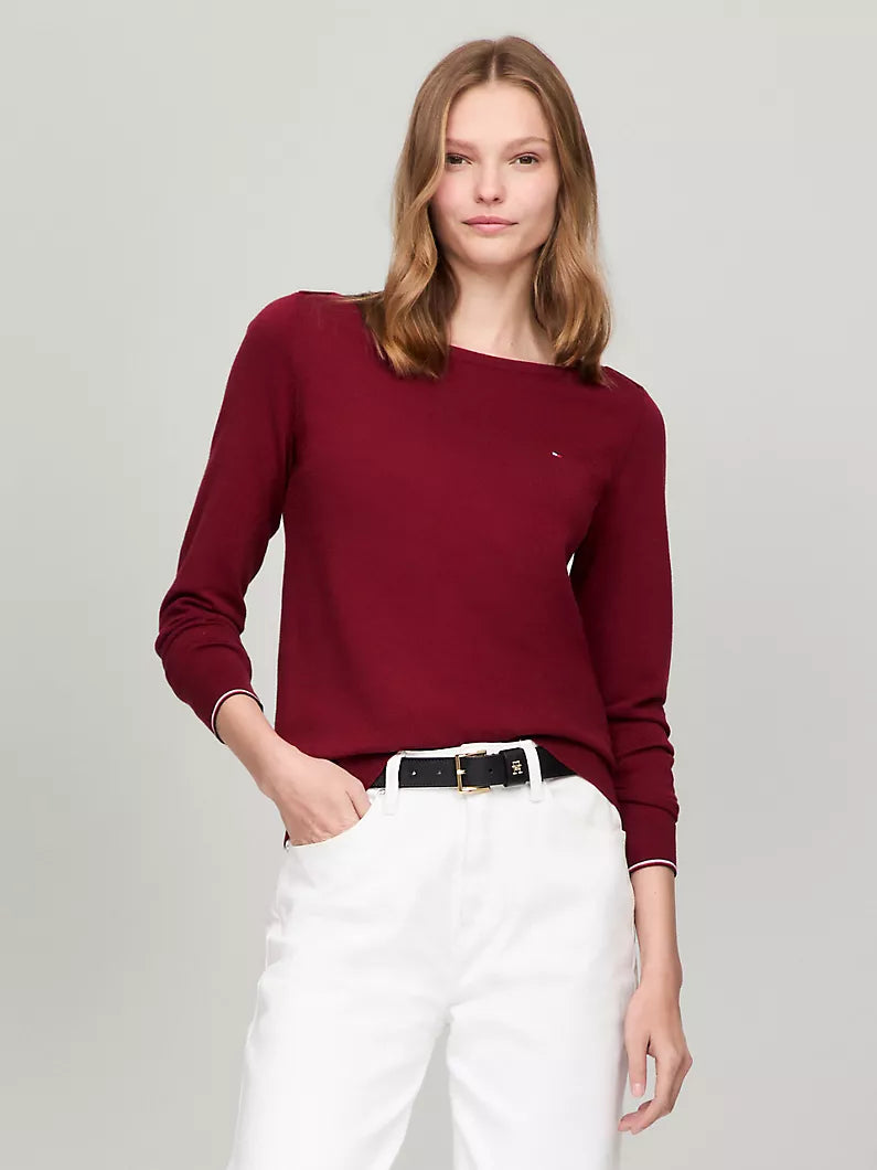 Women Soild Boatneck Sweater