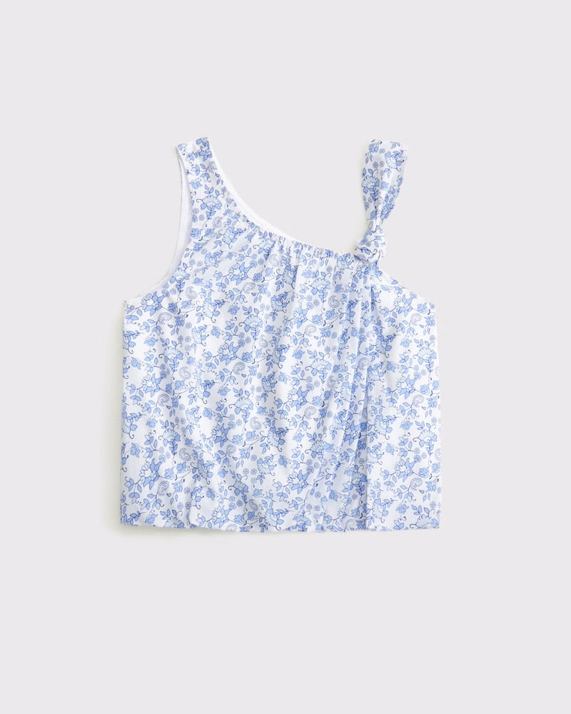 Girls Poplin Asymmetrical Set Top