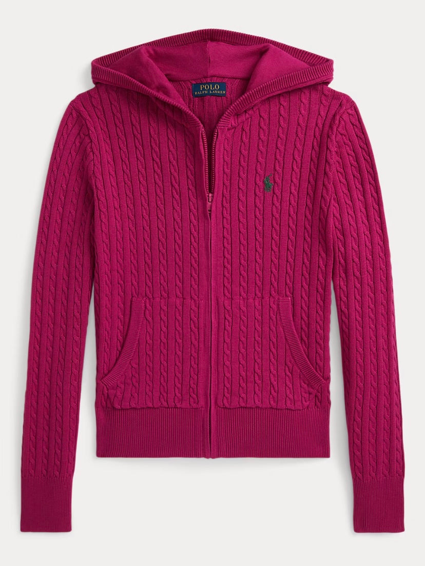 Big Girls Mini-Cable Cotton Full-Zip Hoodie