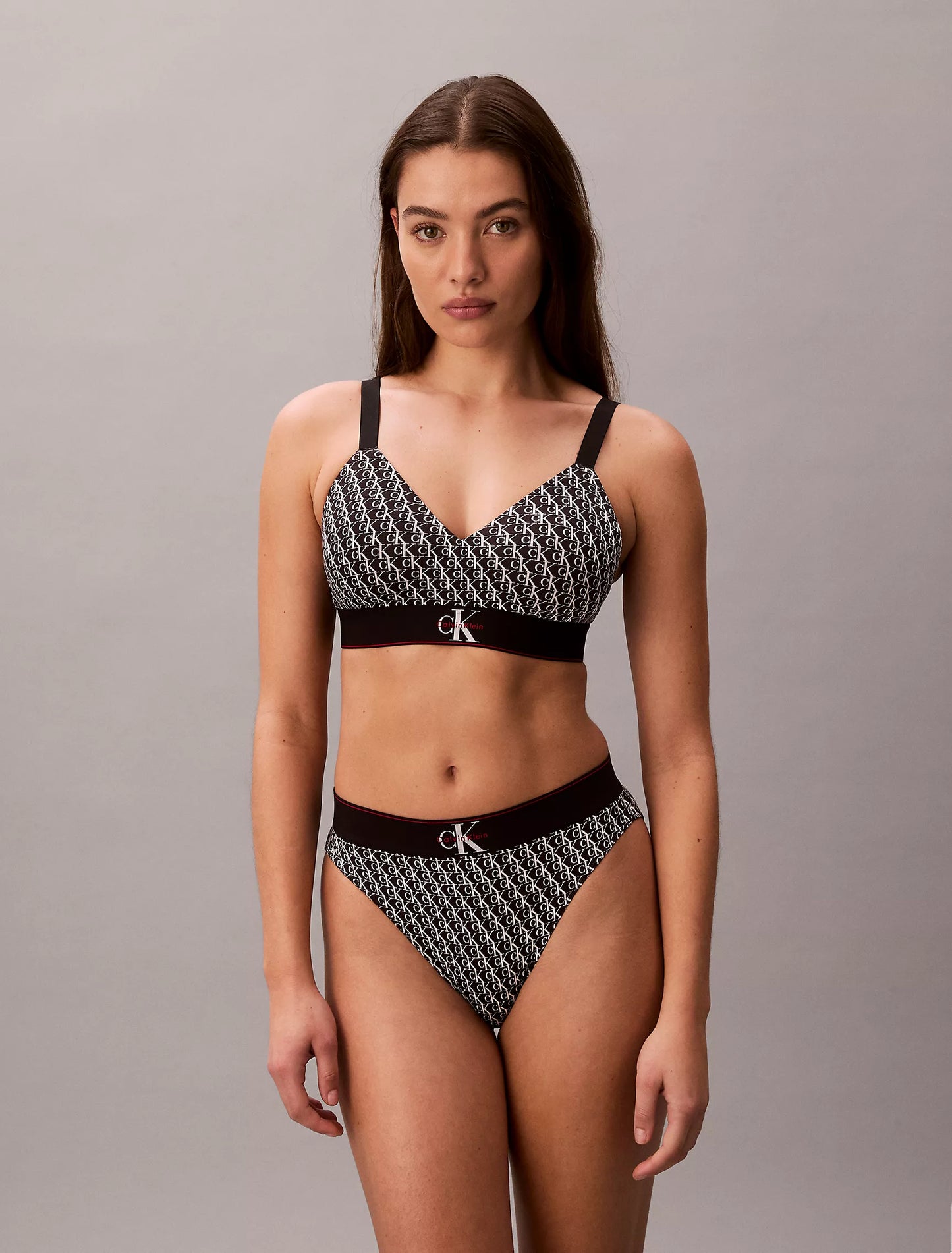 Women Graphic Monogram Microfiber Stretch Lightly Lined Bralette