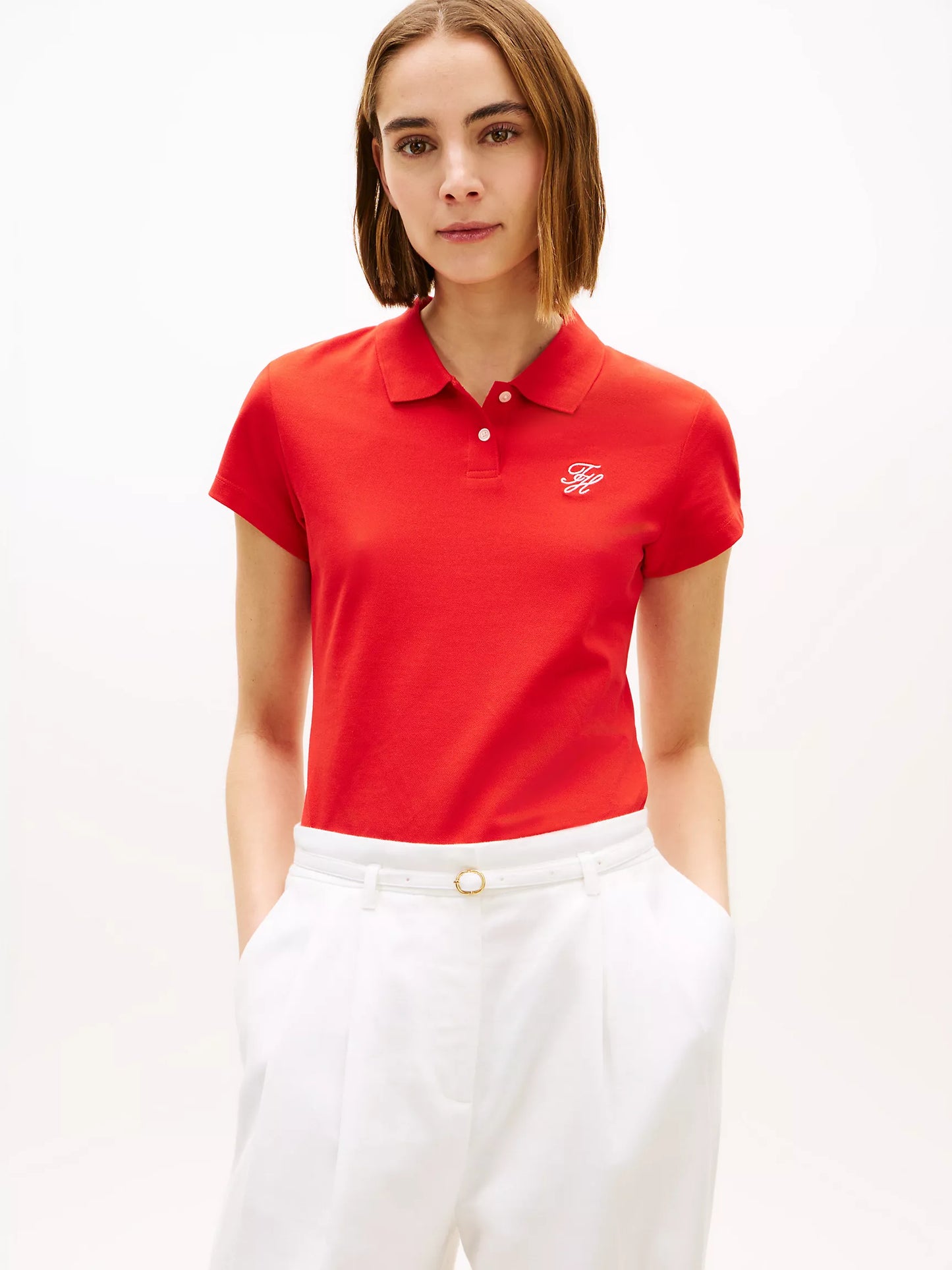 Tommy Slim Fit Script Monogram Stretch Polo