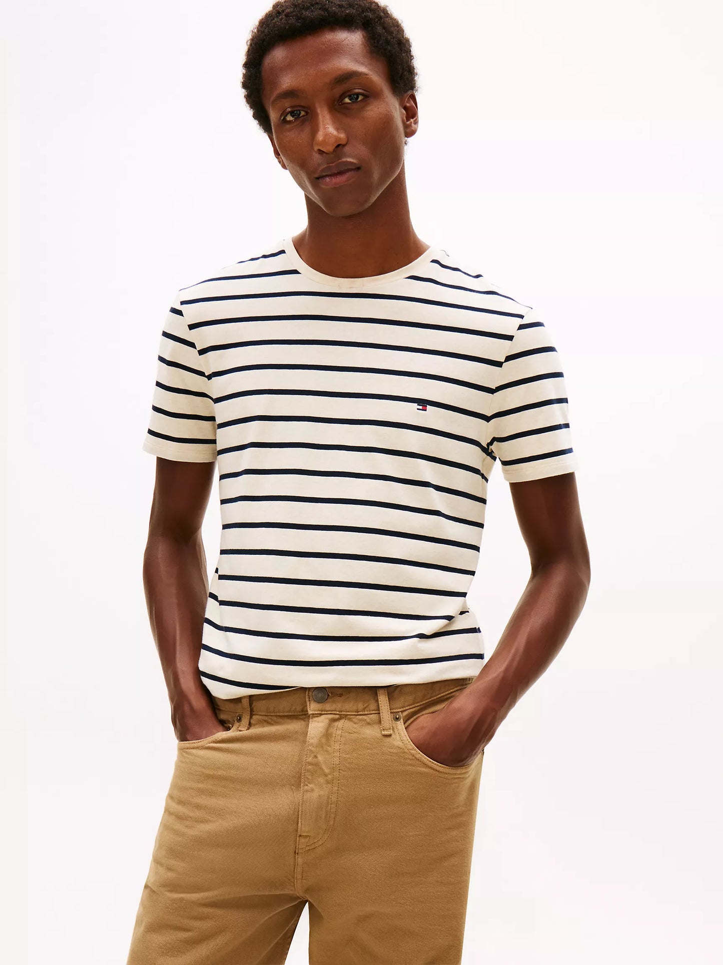 Men Slim Fit Stripe Crewneck Tee