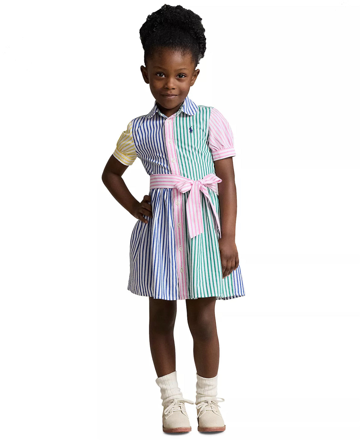 Girls Striped Cotton Fun Shirtdress