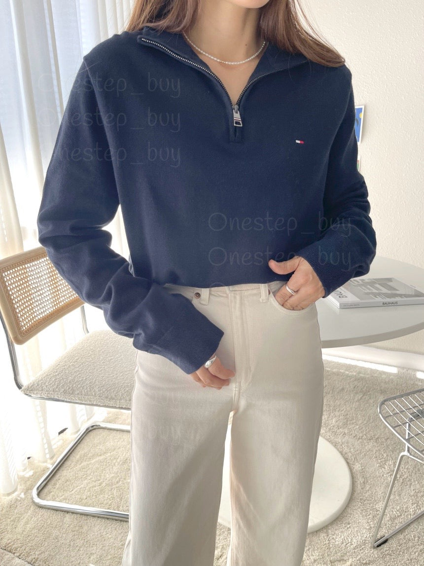 Men Solid Quarter-Zip Sweater