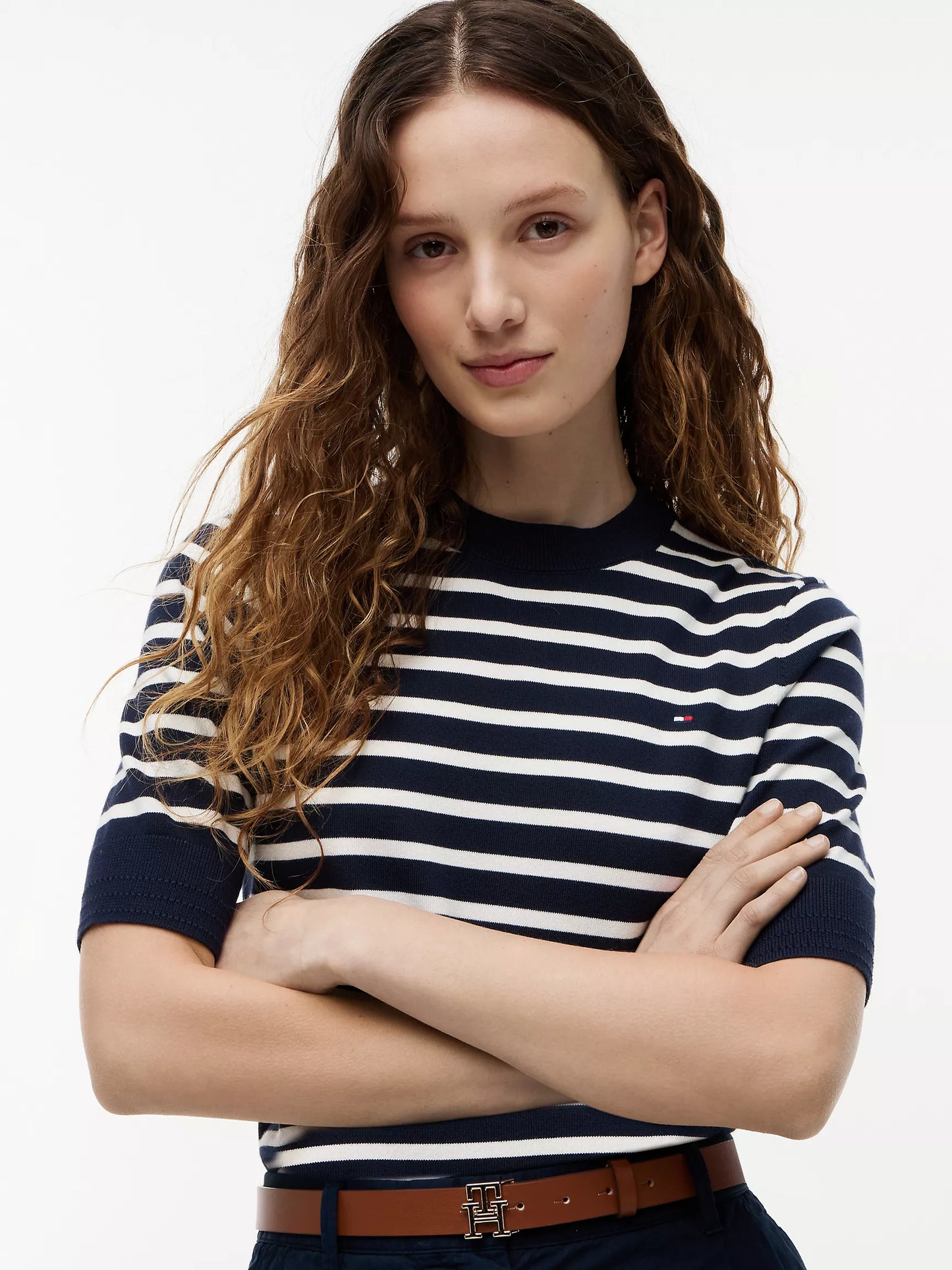 Tommy Short-Sleeve Crewneck Sweater
