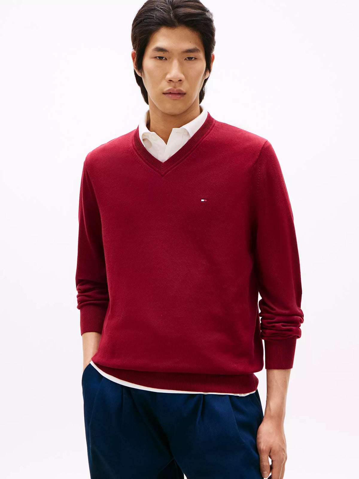 Men Solid V-Neck Sweater