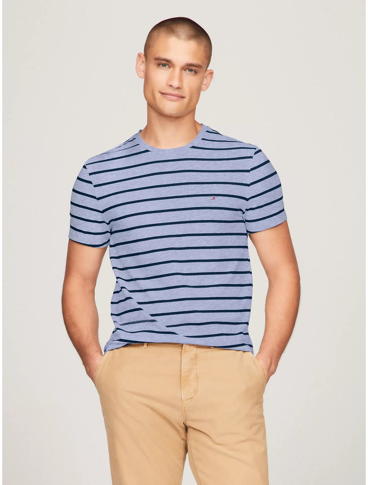 Men Slim Fit Stripe Crewneck Tee