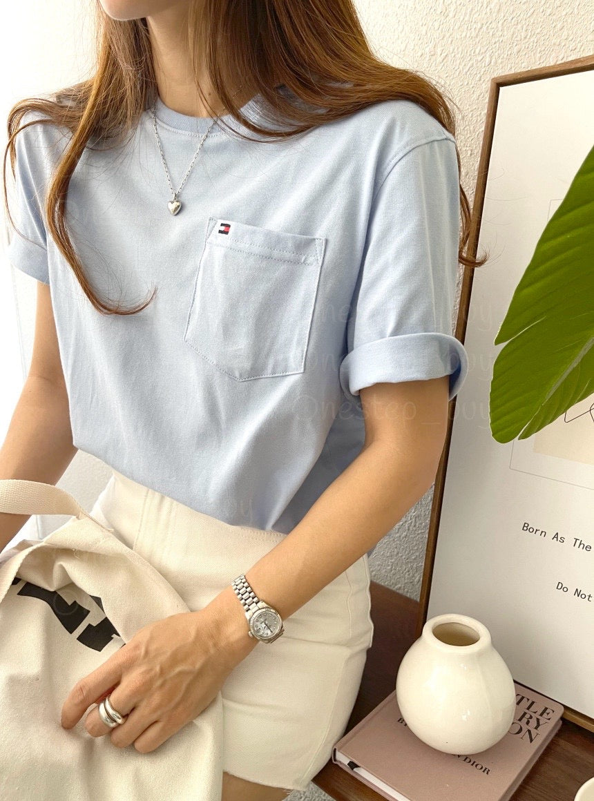 Men Solid Pocket Tee