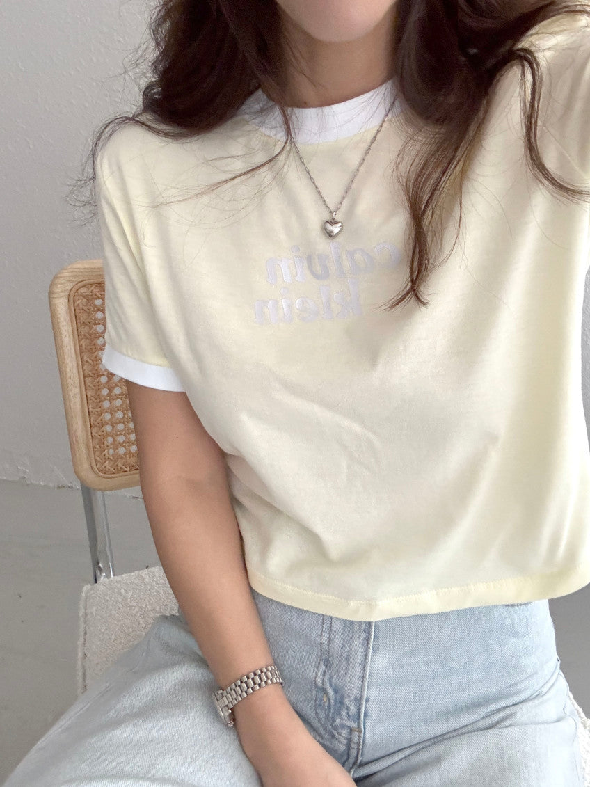 Women Logo Graphic Cropped Ringer Tee