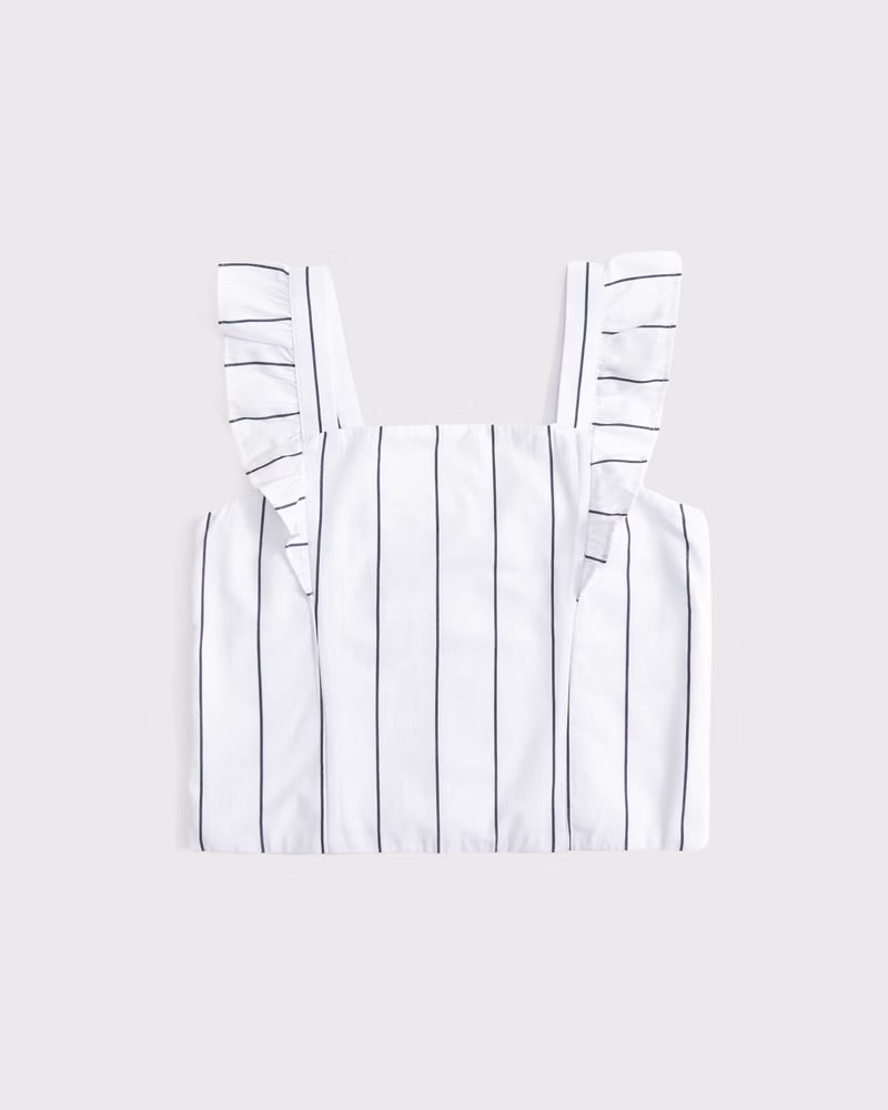 Girls Ruffle Sleeve Poplin Top