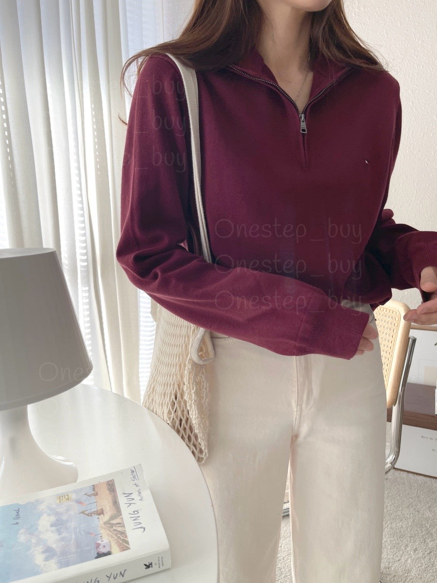 Men Solid Quarter-Zip Sweater