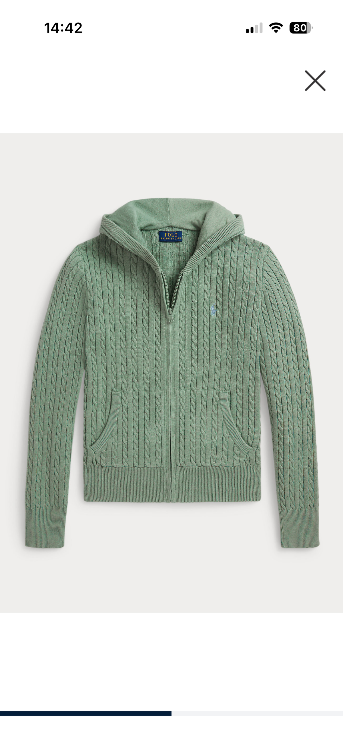 Big Girls Mini-Cable Cotton Full-Zip Hoodie