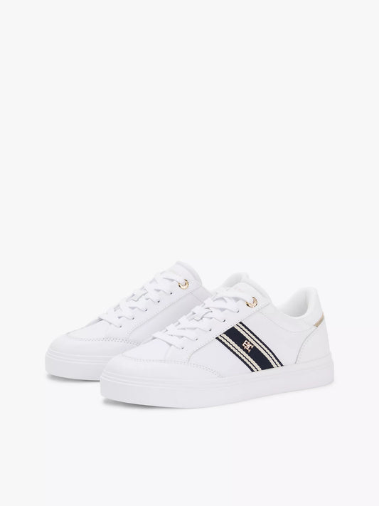 Women Webbing Stripe Leather Cupsole Sneaker