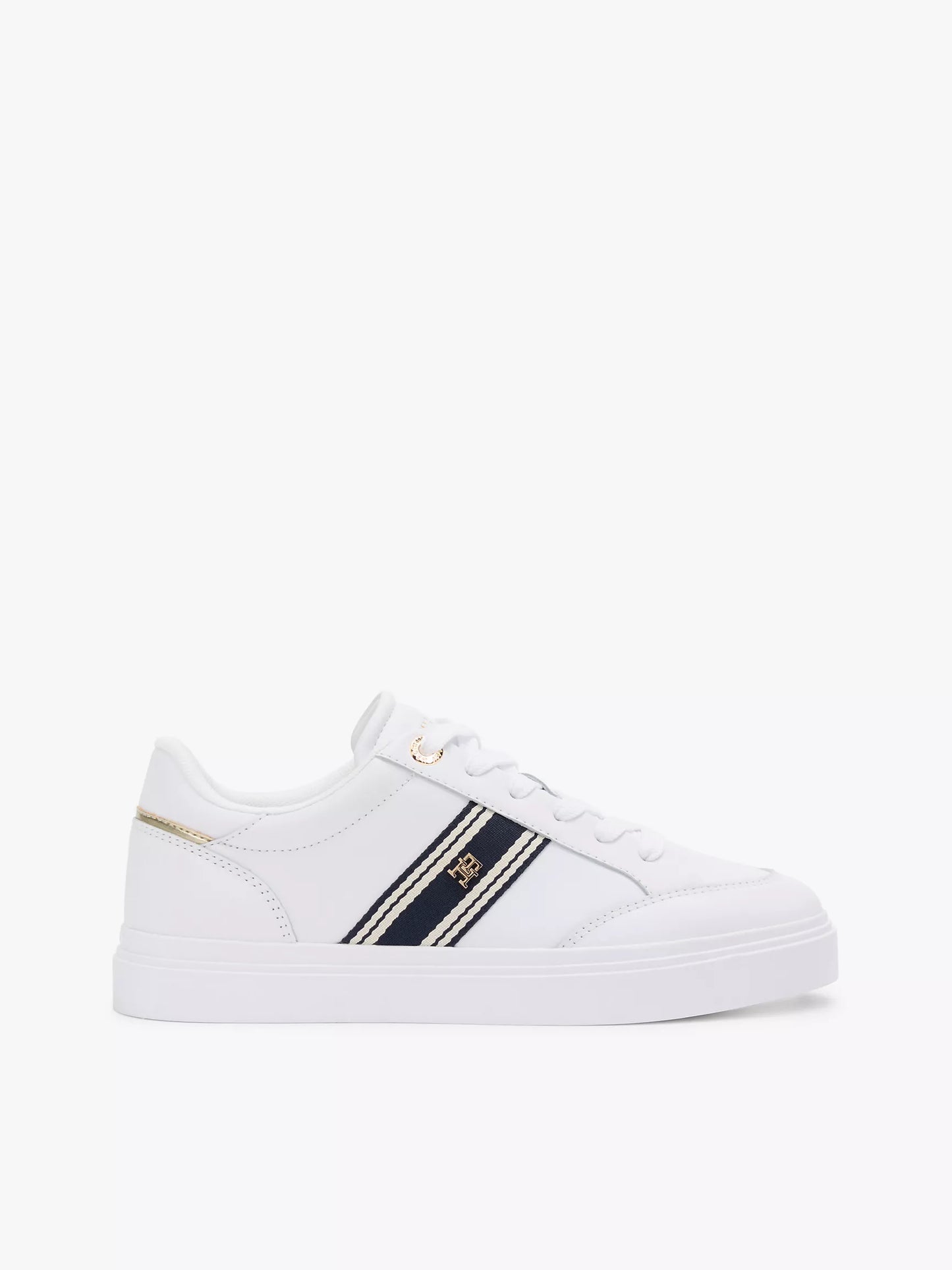 Women Webbing Stripe Leather Cupsole Sneaker