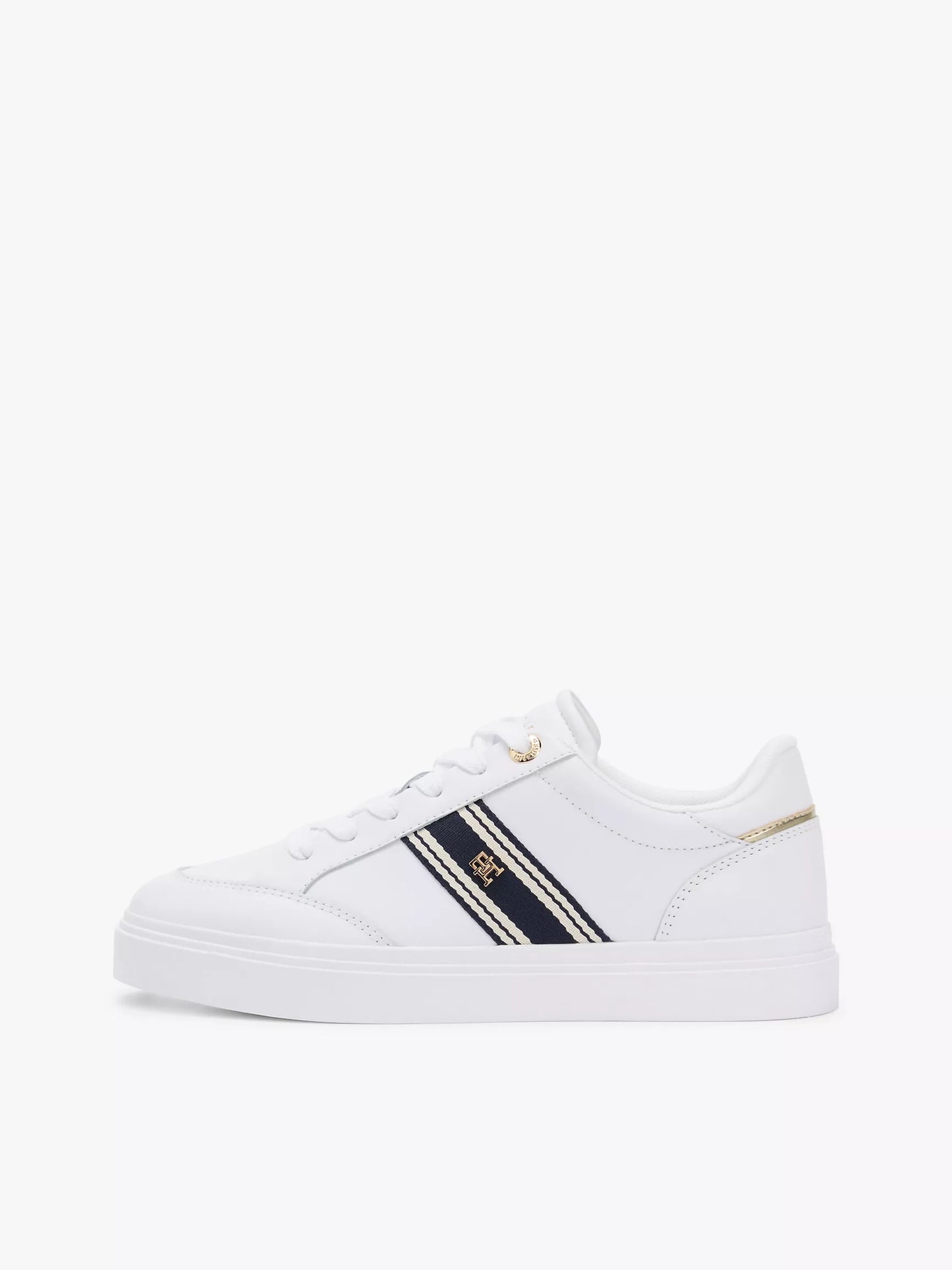 Women Webbing Stripe Leather Cupsole Sneaker