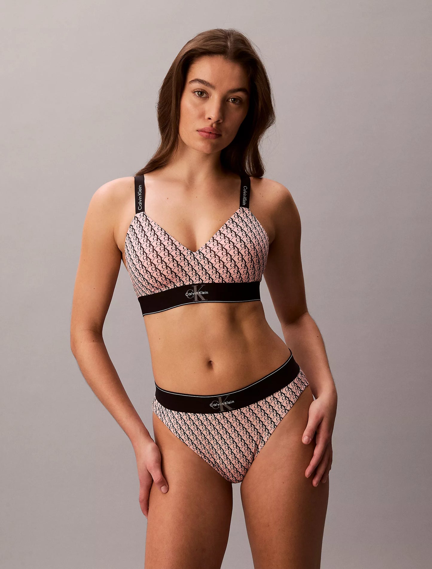 Women Graphic Monogram Microfiber Stretch Lightly Lined Bralette