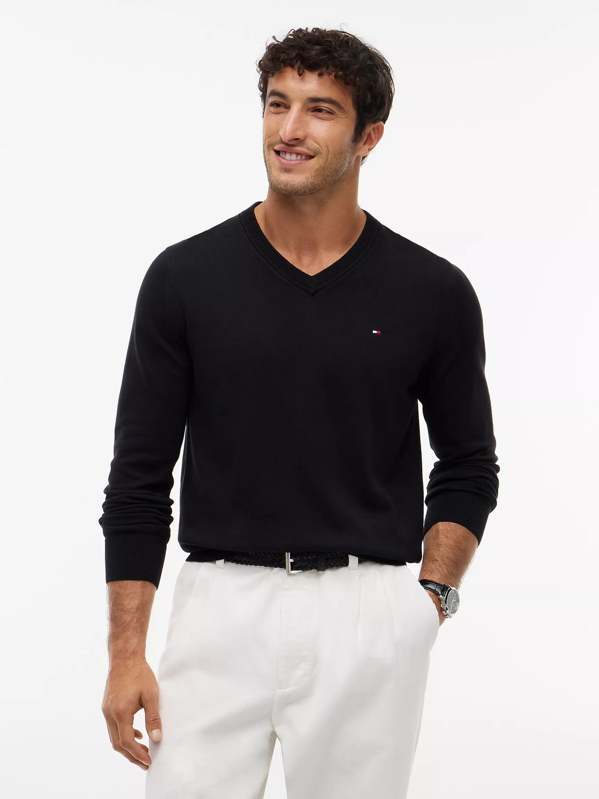 Men Solid V-Neck Sweater