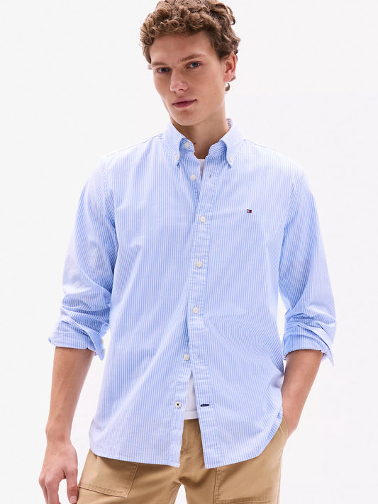 Men Stripe Stretch Oxford Shirt