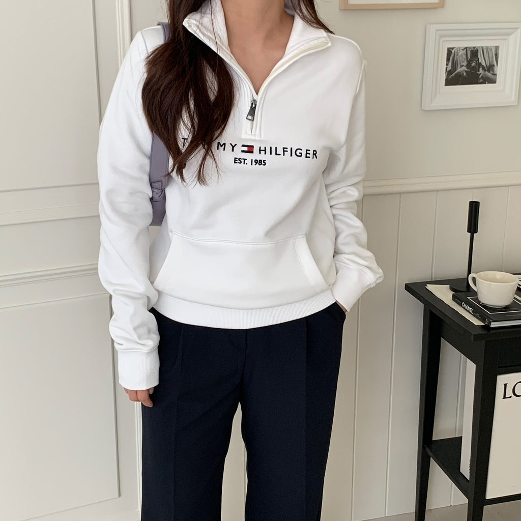 Men Embroidered Tommy Logo Quarter-Zip