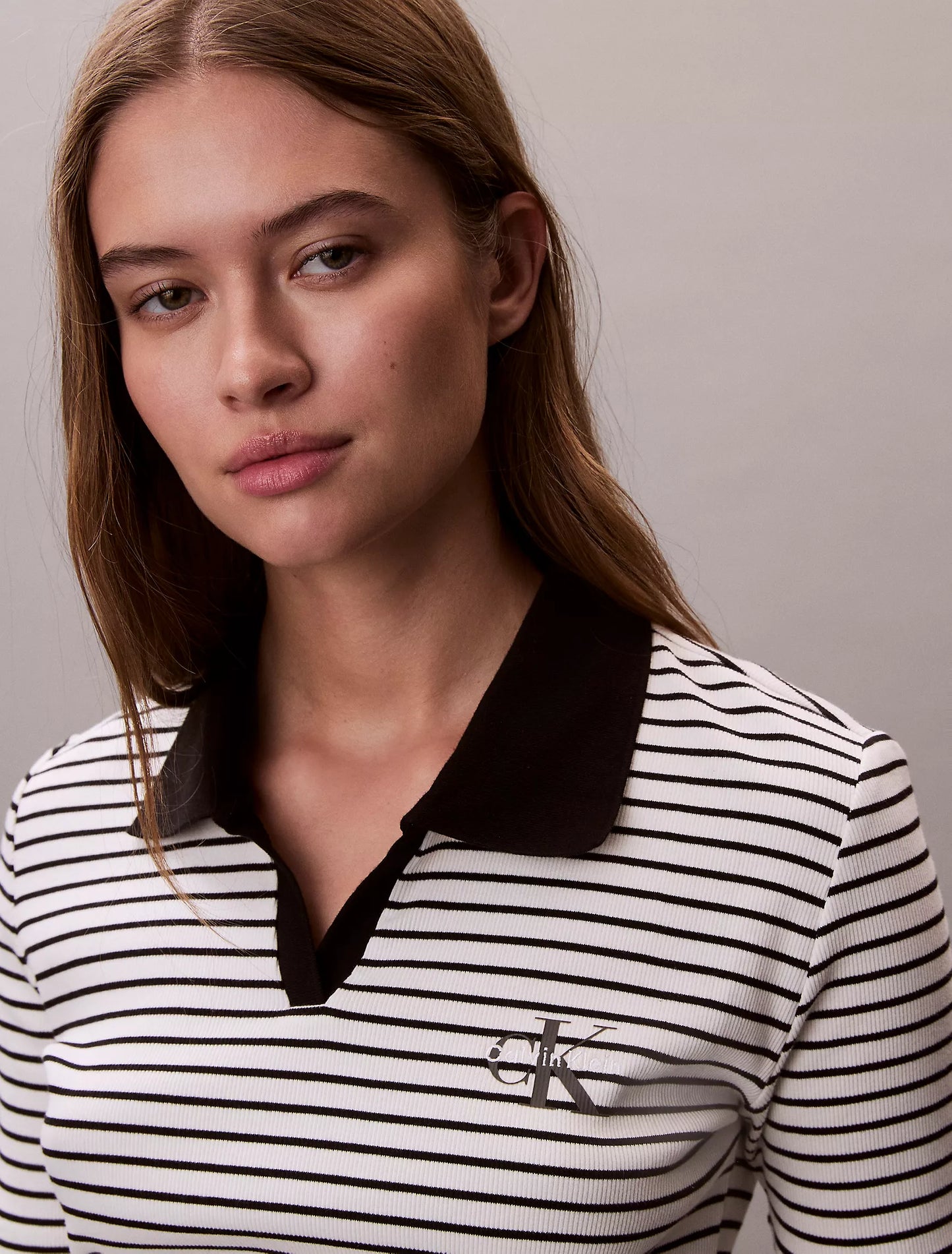 Women Monologo Stripe Rib Polo