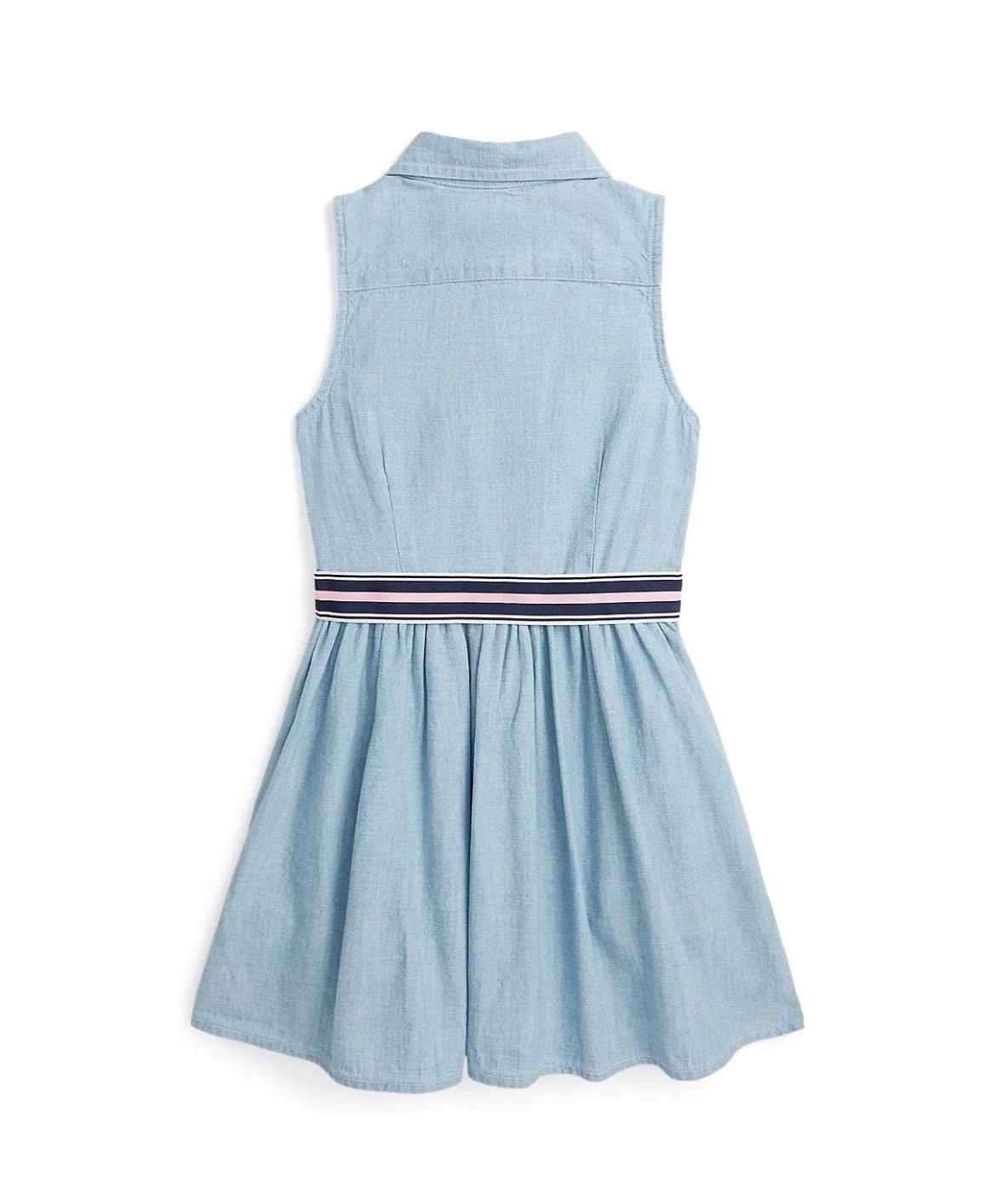Girls Belted Cotton Chambray Shirtdress