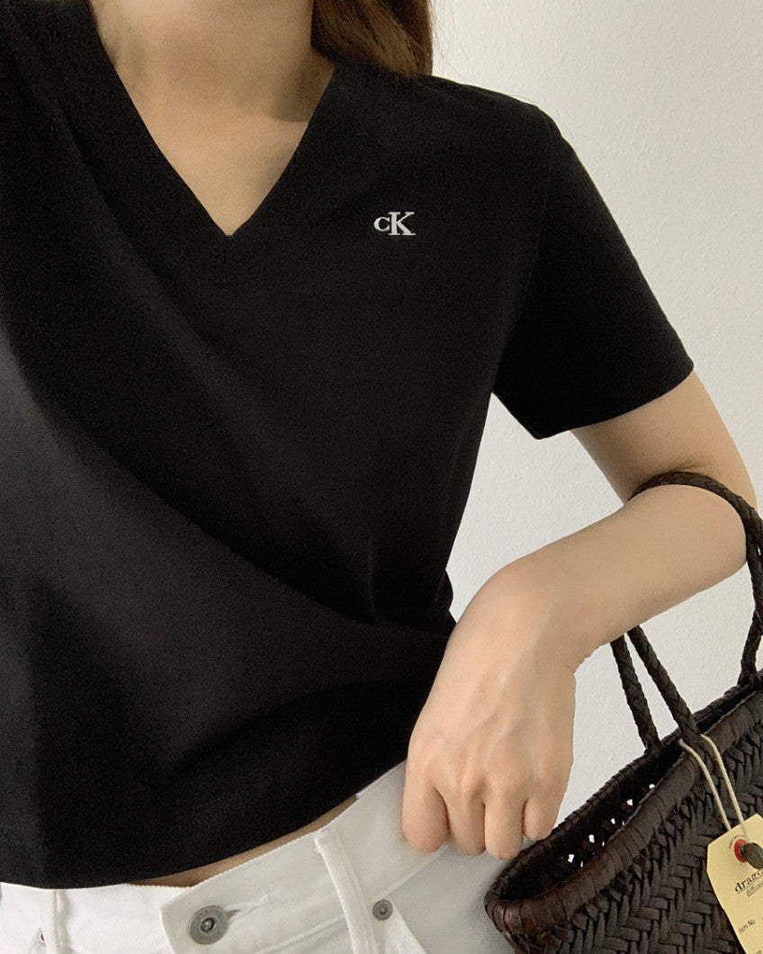 Women Monogram V-Neck Tee