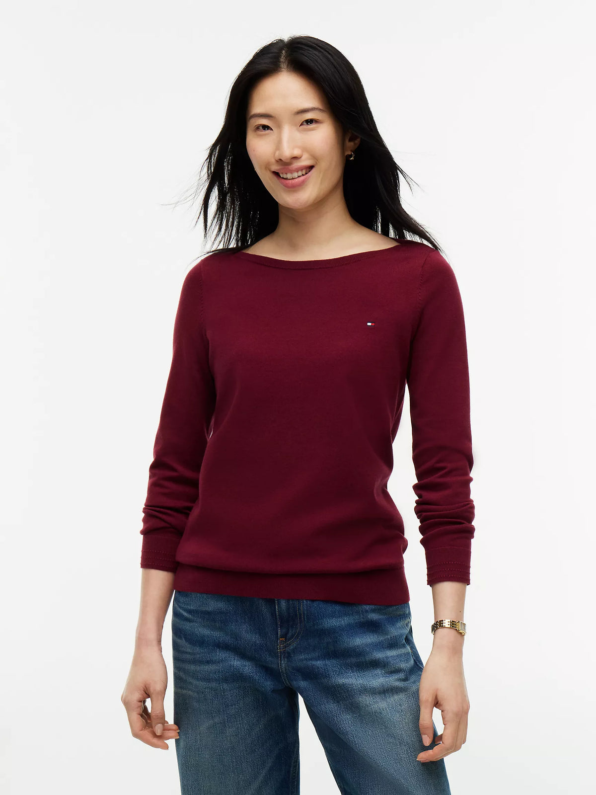 Women Soild Boatneck Sweater