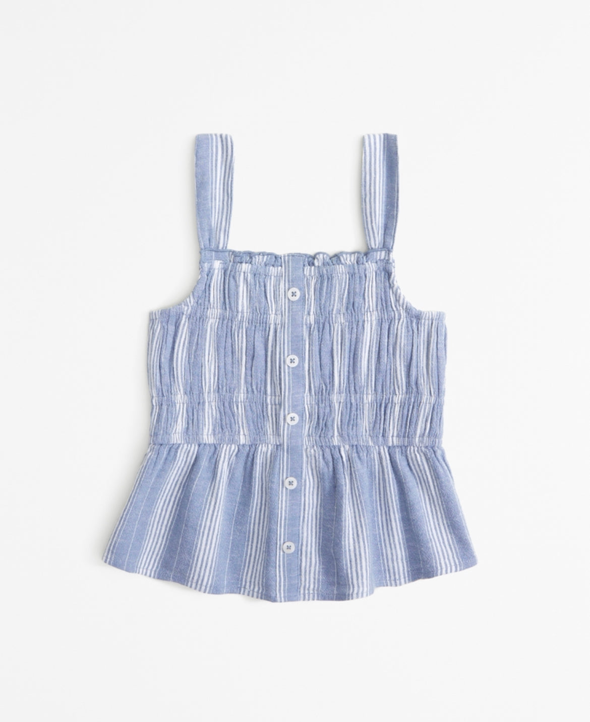 Girls Linen Blend Button Through Set Top