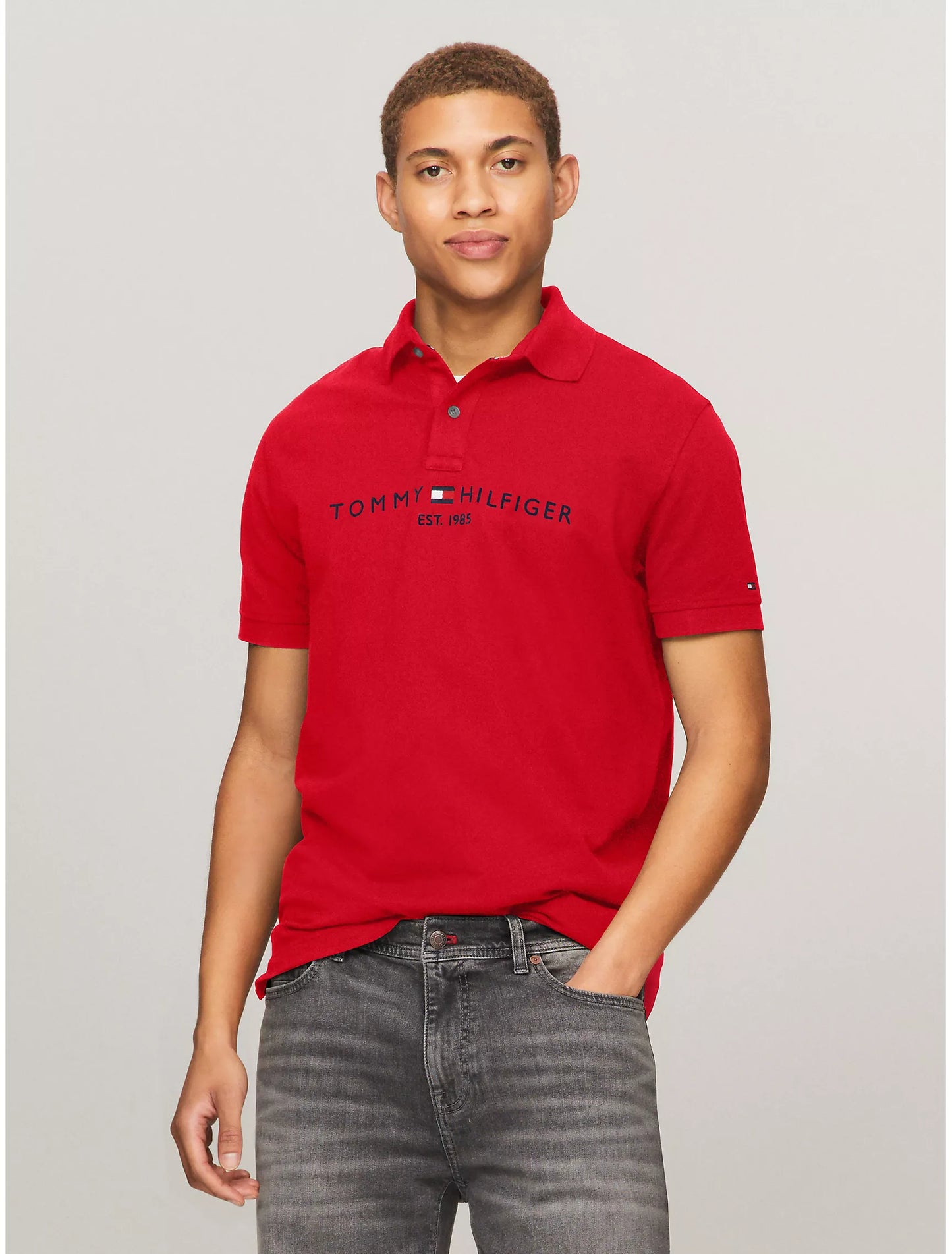 Men Embroidered Tommy Logo Polo