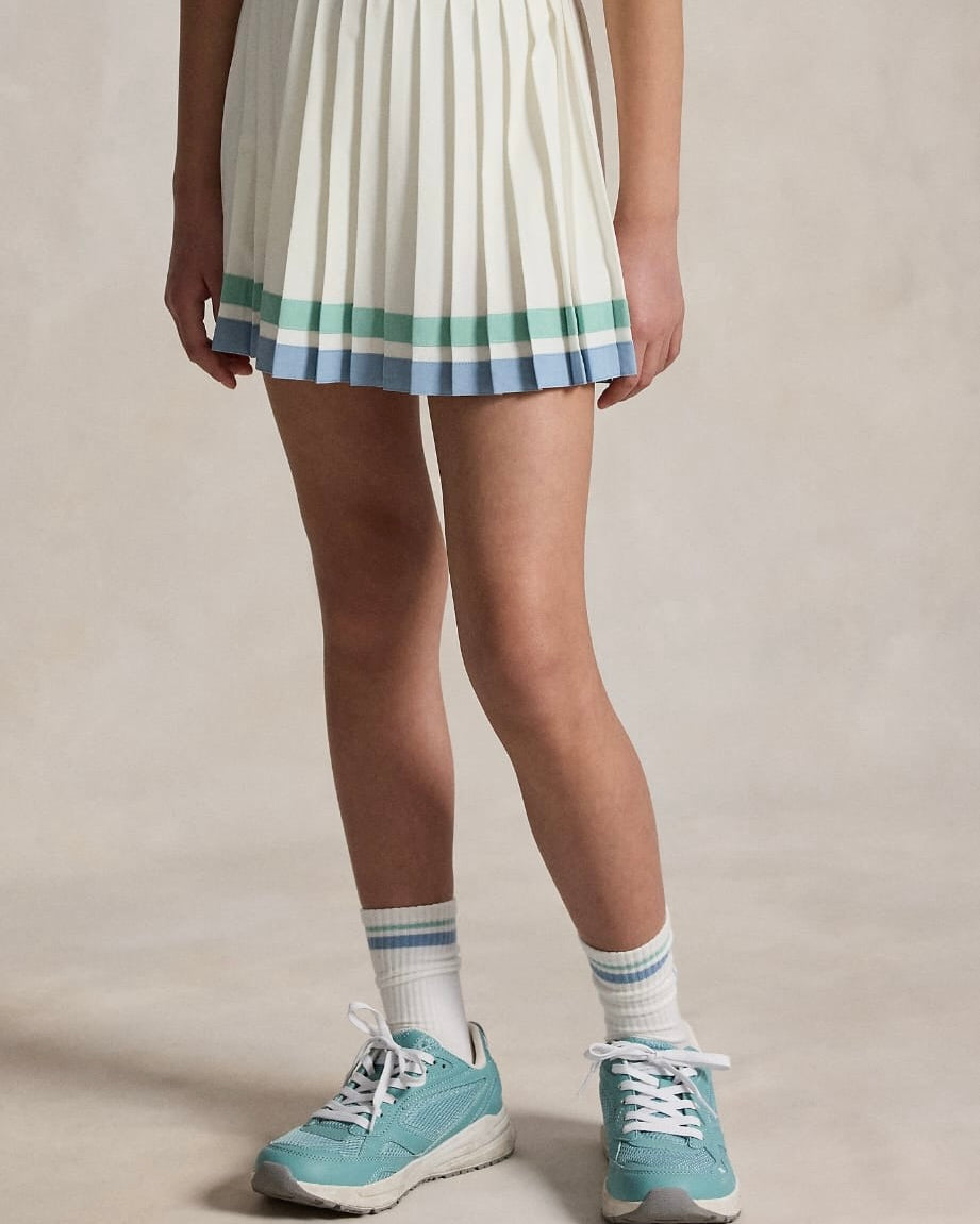 Girls Striped Pleated Pull-On Skort
