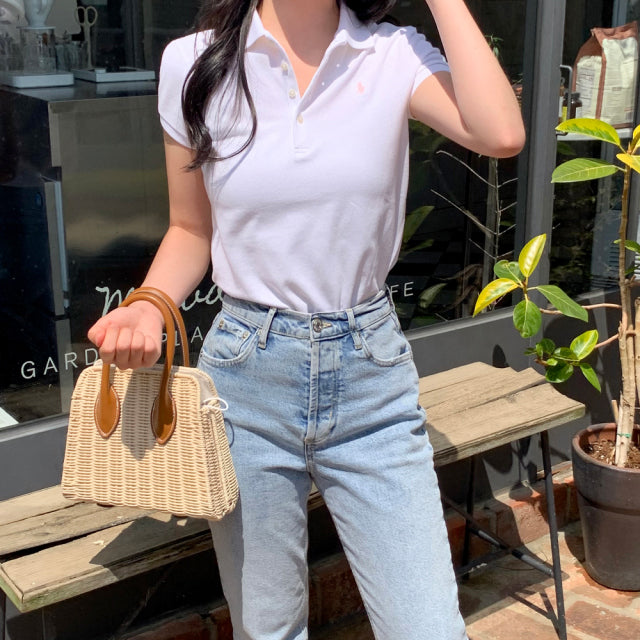 Girls Stretch Mesh Polo Shirt