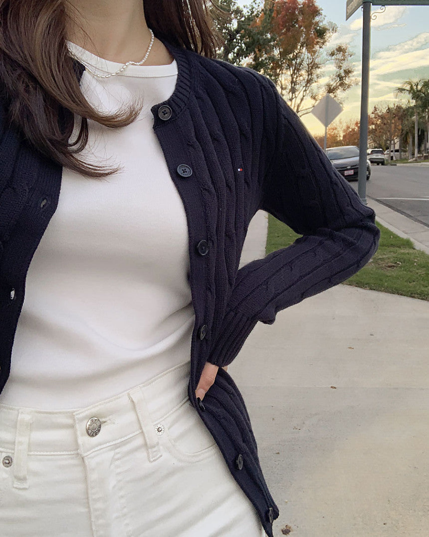 Women Cable Knit Cardigan
