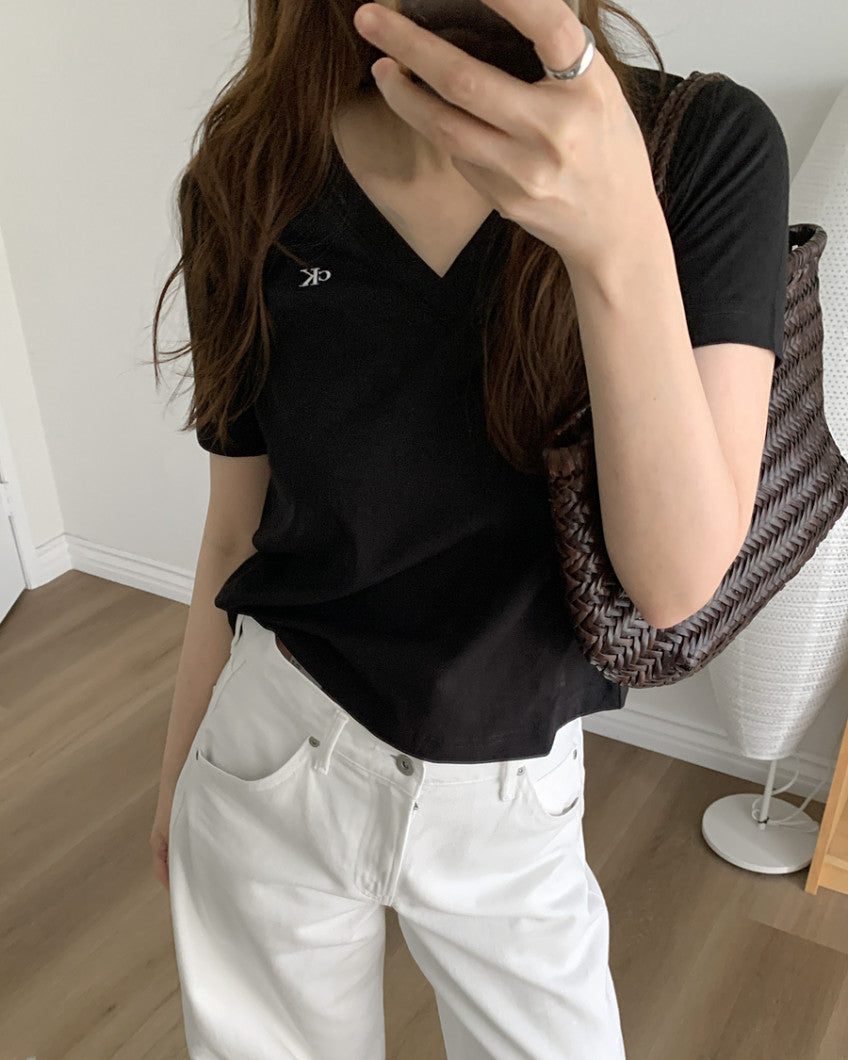 Women Monogram V-Neck Tee