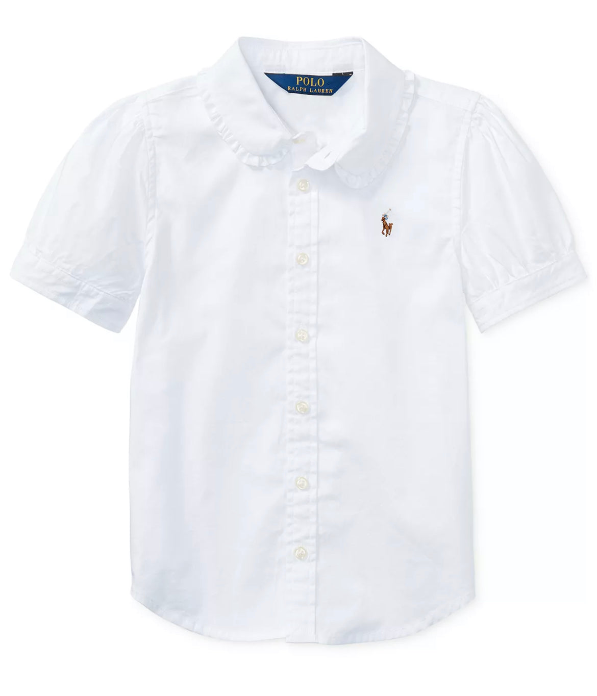 Girls Short Sleeve Solid Oxford Top