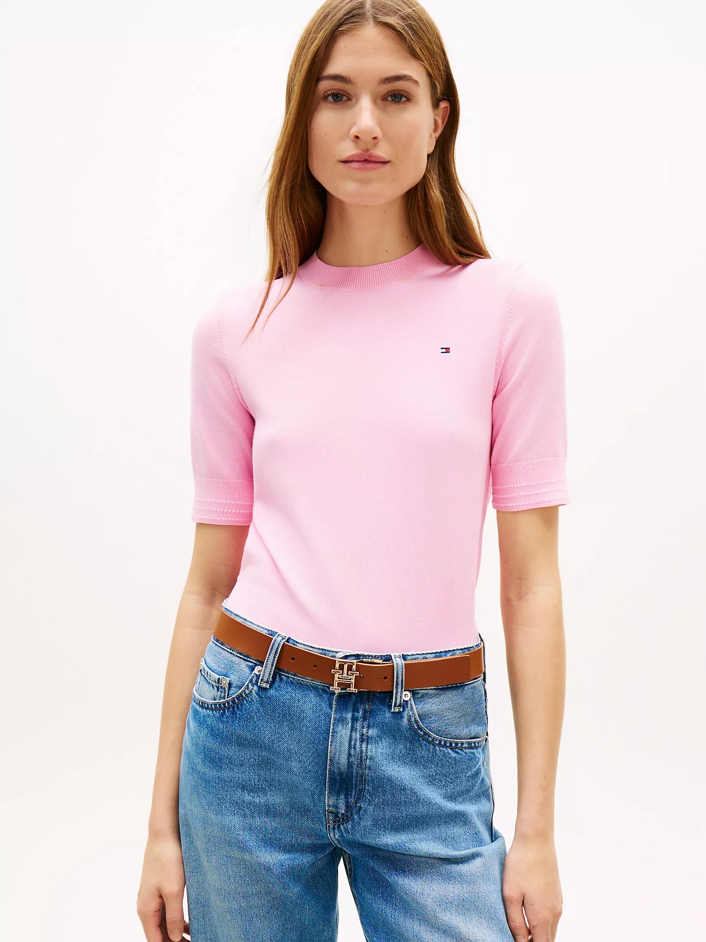 Tommy Short-Sleeve Crewneck Sweater