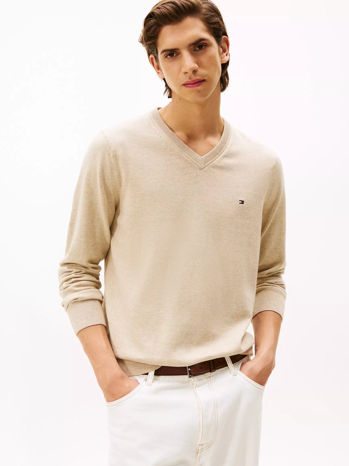 Men Solid V-Neck Sweater