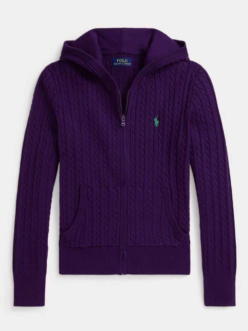 Big Girls Mini-Cable Cotton Full-Zip Hoodie