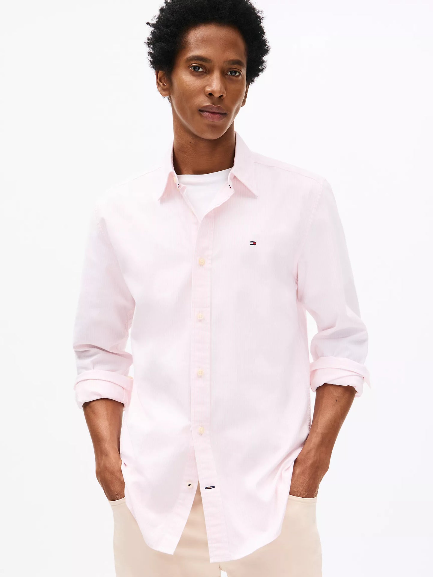 Men Stripe Stretch Oxford Shirt