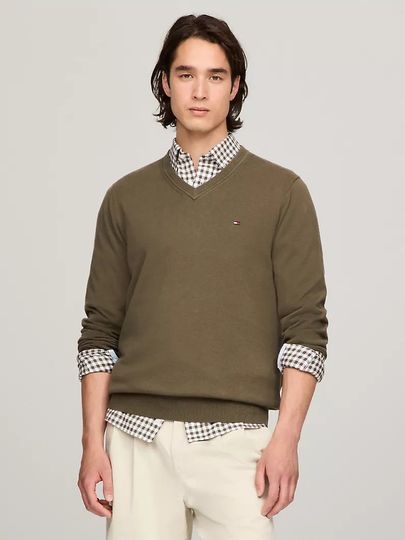 Men Solid V-Neck Sweater