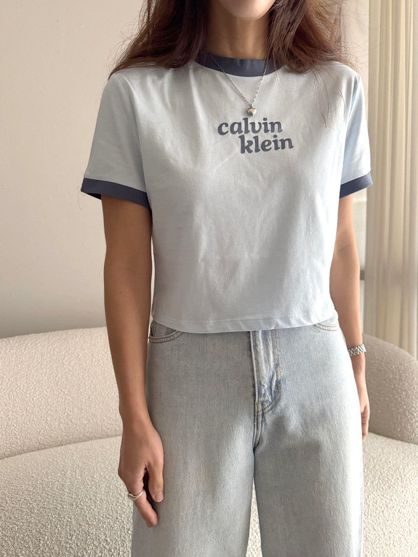 Women Logo Graphic Cropped Ringer Tee