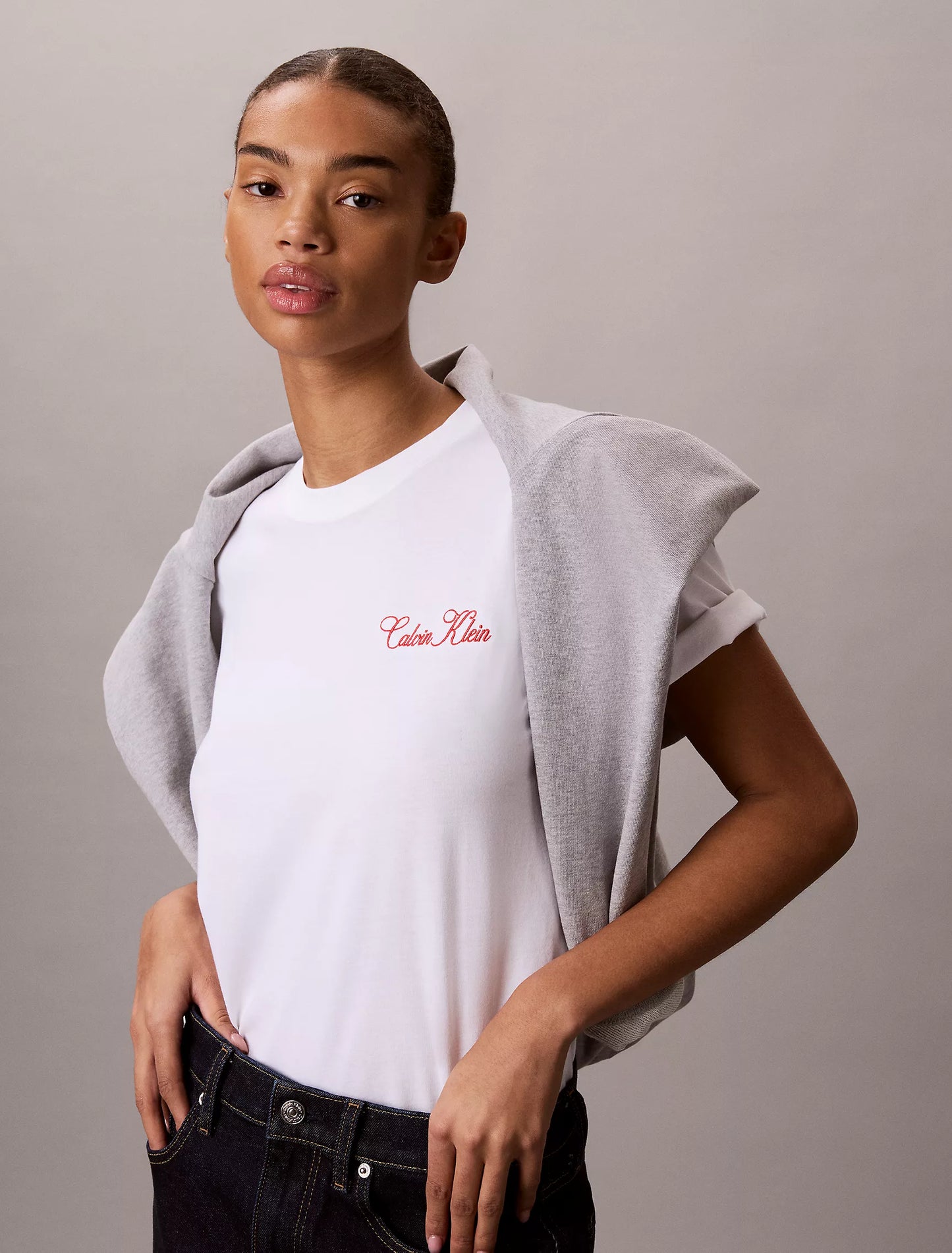 Women Cursive Calvin Klein Graphic Boxy Tee