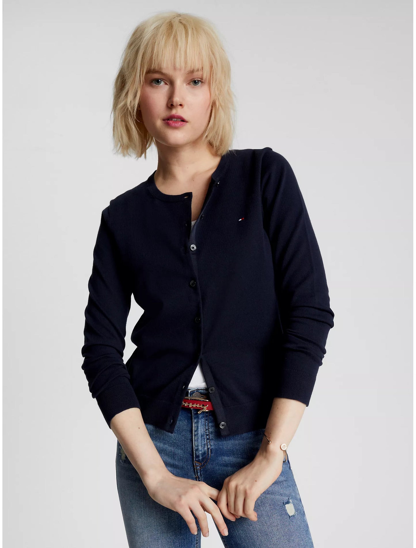 Women  Solid Button-Up Cardigan