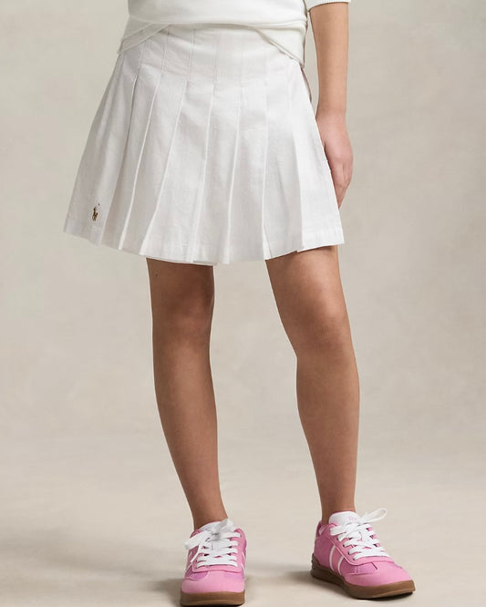 Girls Pleated Seersucker Wrap Skort