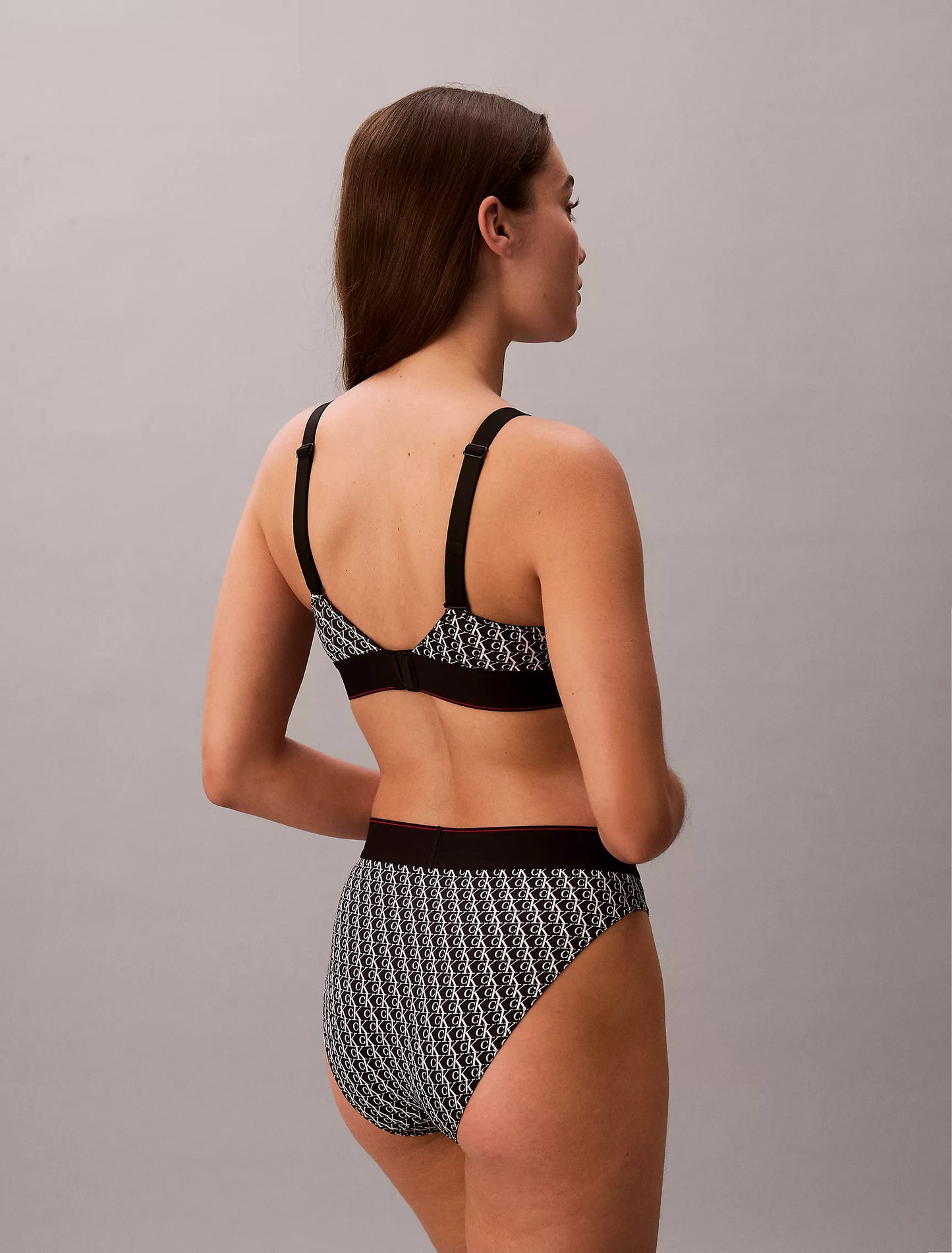 Women Graphic Monogram Microfiber Stretch Lightly Lined Bralette