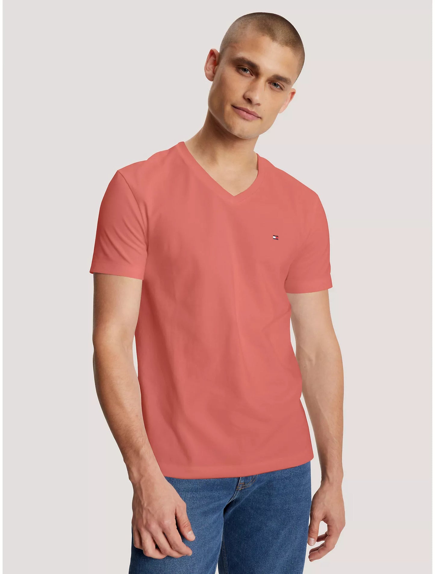 Men Slim Fit Vneck Tee