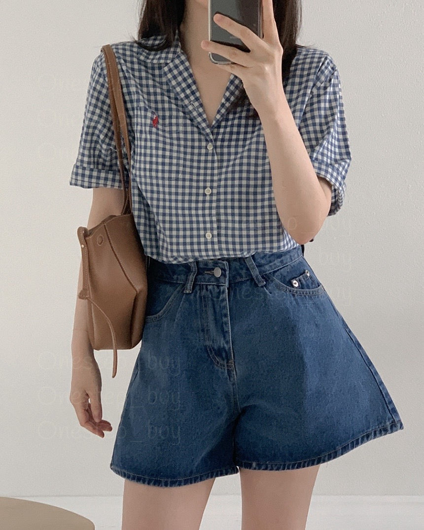 Big Boys Gingham Cotton Madras Camp Shirt