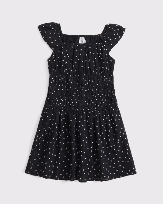Girls Ruched Smocked Waist Mini Dress