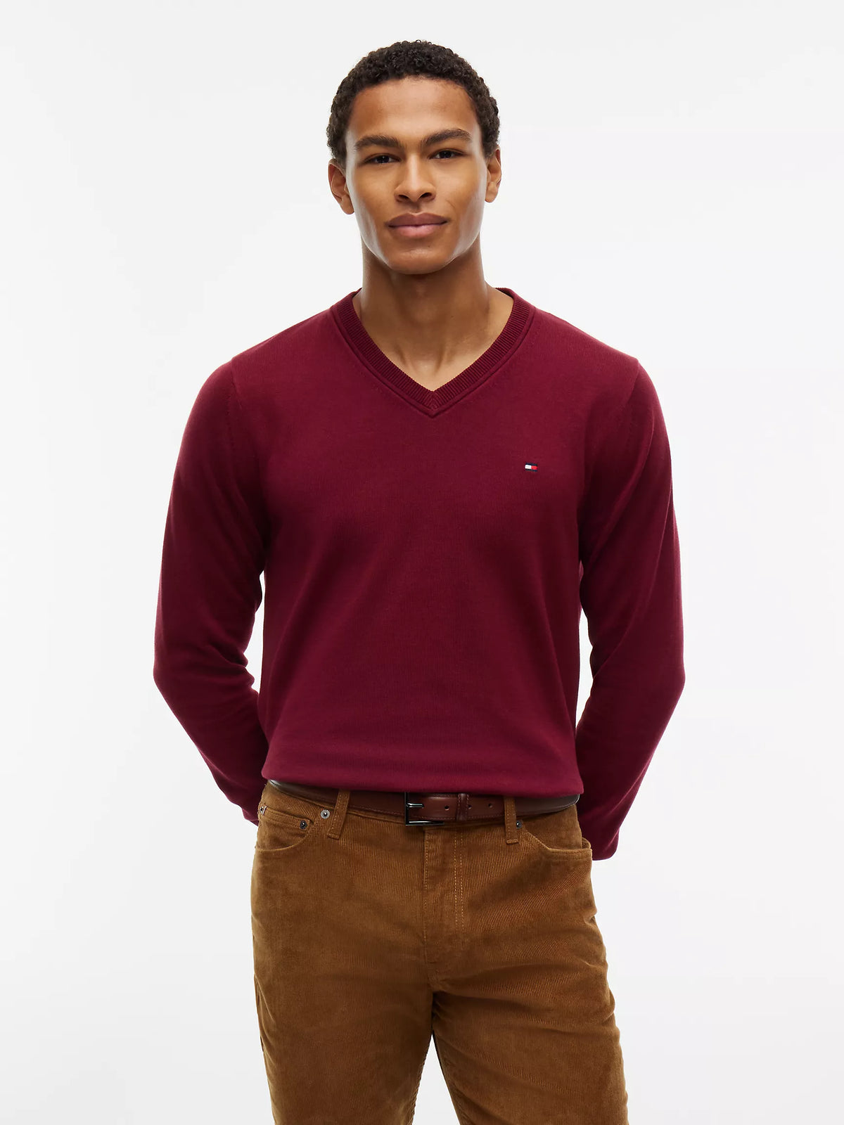 Men Solid V-Neck Sweater
