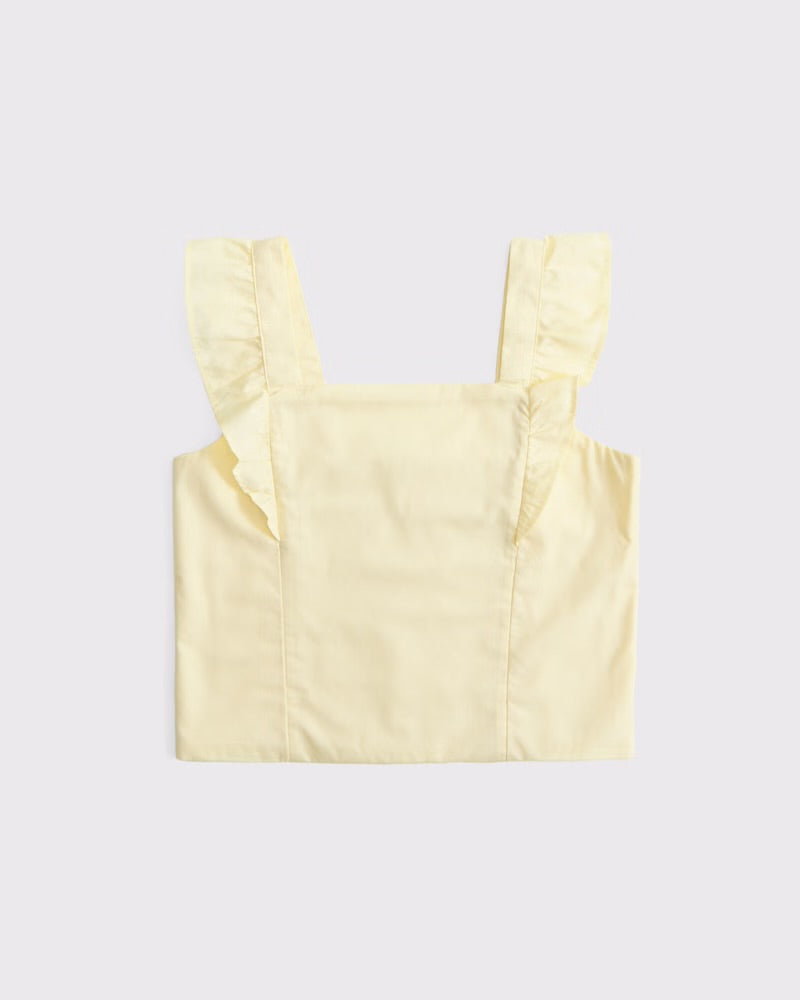 Girls Ruffle Sleeve Poplin Top