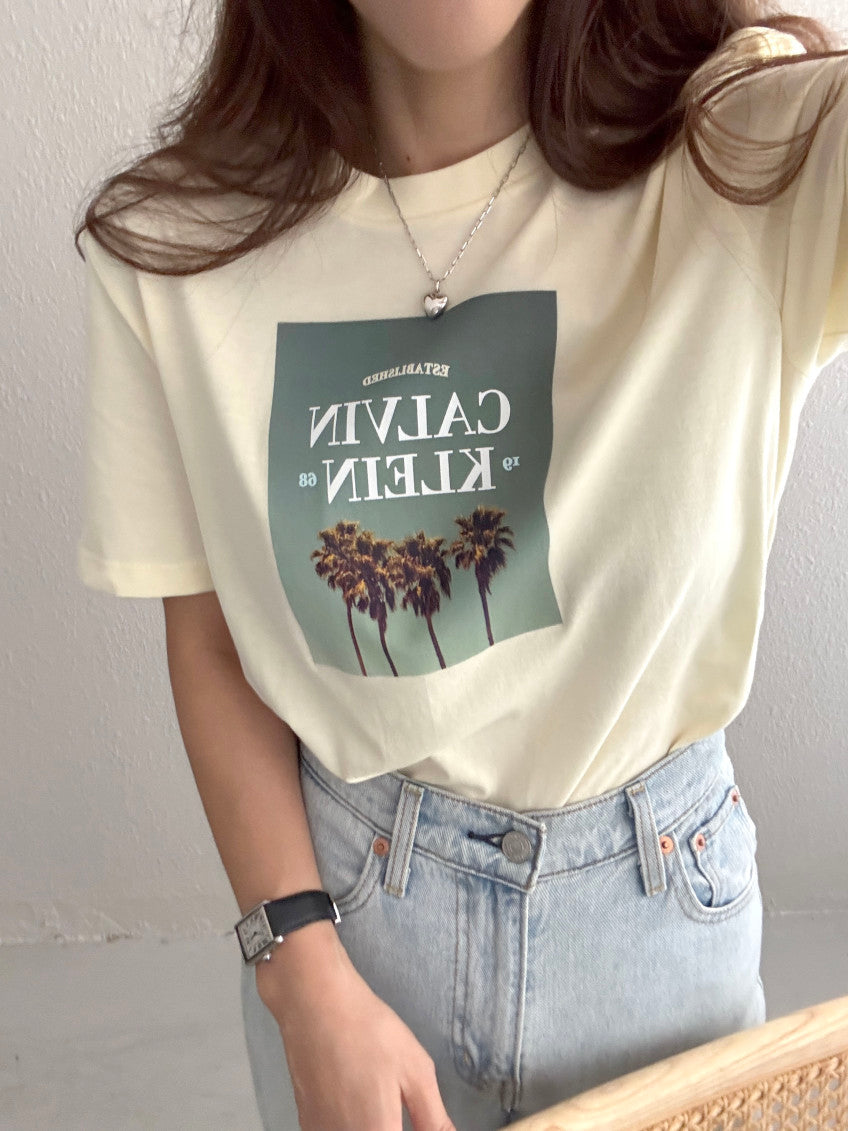 Women Palm Tree Logo Graphic Tee